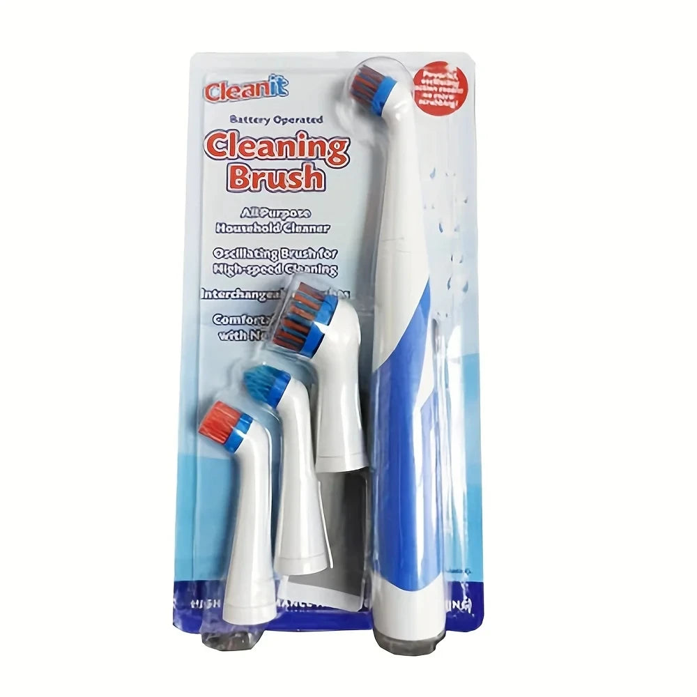 Leaning Brush Cleaning Tool with 4 Brushes Multifunctional Electric Cleaning Brush Cleaning Supplies