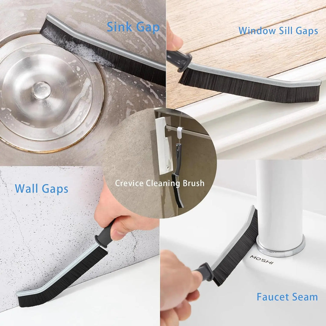 Crevice Cleaning Brush Set — Stainless Steel &amp; Bent-Head Gap Cleaning Brushes
