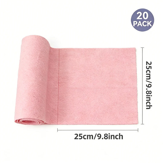 Reusable Microfiber Cleaning Cloths – 20-Pack Roll showing a pink microfiber cloth measuring 25cm/9.8 inches.