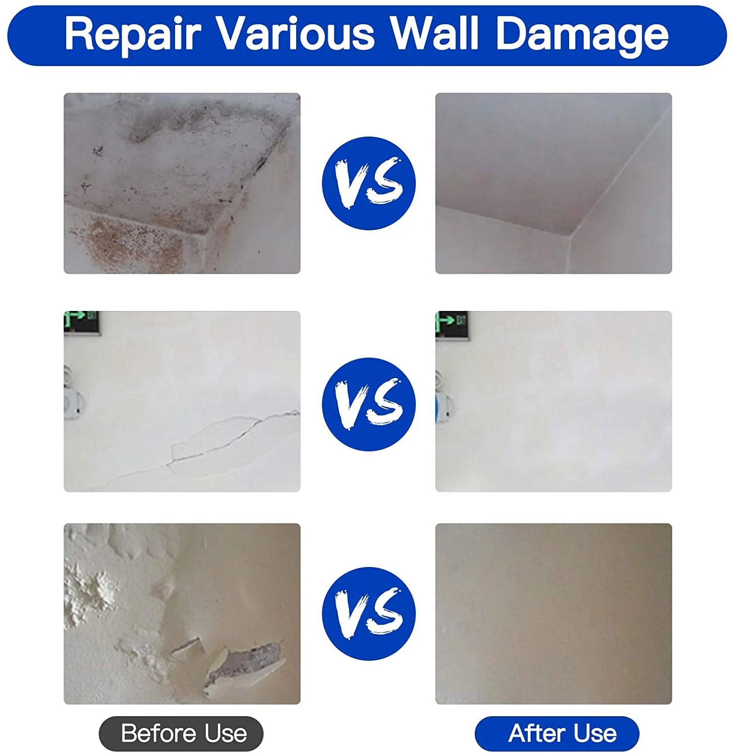 2 Pack Drywall Repair Kit , White Wall Repair Paste with Plaster Filler, Crack and Hole Patch Compound