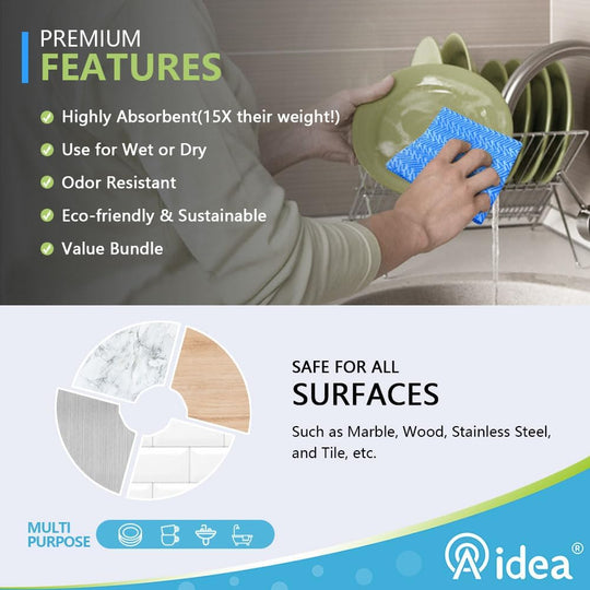 AIDEA Reusable Cleaning Wipes – 80-Count Multi-Purpose Cloths