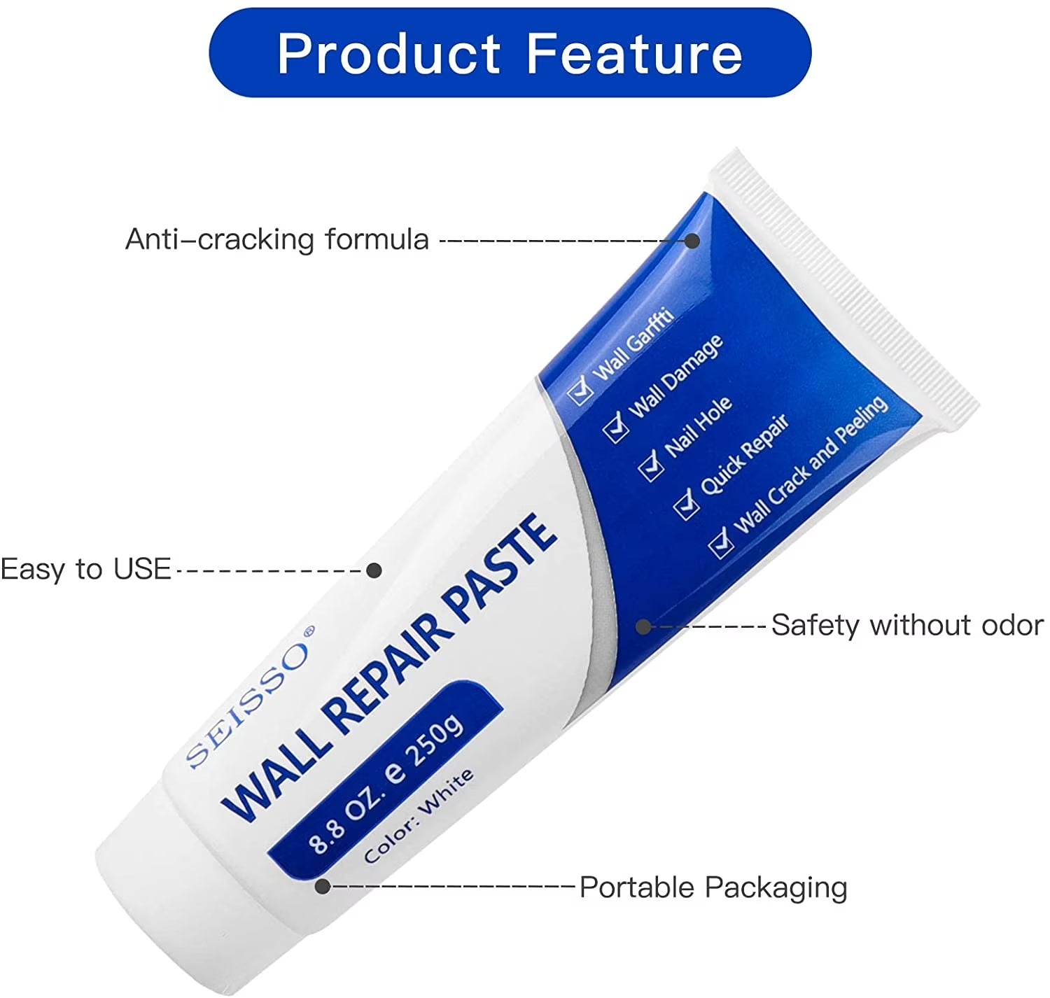 2 Pack Drywall Repair Kit , White Wall Repair Paste with Plaster Filler, Crack and Hole Patch Compound