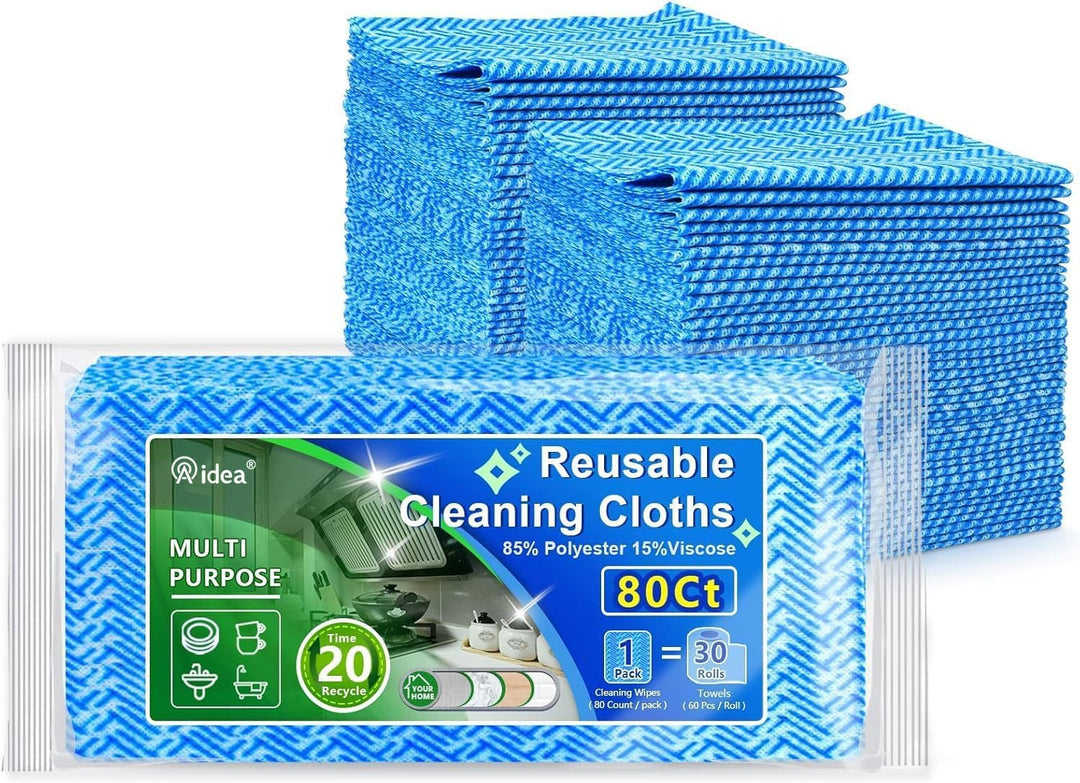 AIDEA Reusable Cleaning Wipes – 80-Count Multi-Purpose Cloths
