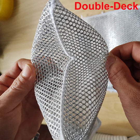 Steel Wire Cleaning Cloth — Diamond-Weave Rust &amp; Grease Remover for Pans, Stoves &amp; Dishes (20x20cm)