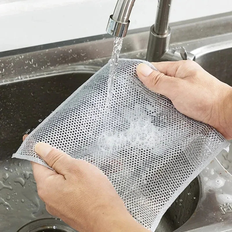 Steel Wire Cleaning Cloth — Diamond-Weave Rust &amp; Grease Remover for Pans, Stoves &amp; Dishes (20x20cm)
