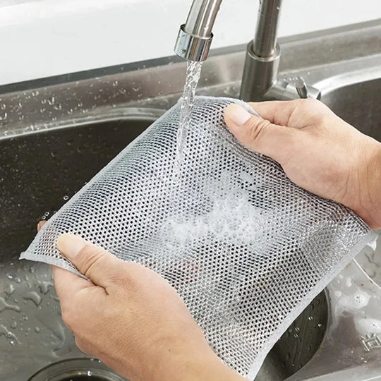 Steel Wire Cleaning Cloth — Diamond-Weave Rust &amp; Grease Remover for Pans, Stoves &amp; Dishes (20x20cm)