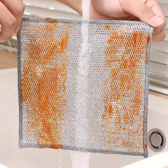 Steel Wire Cleaning Cloth — Diamond-Weave Rust &amp; Grease Remover for Pans, Stoves &amp; Dishes (20x20cm)