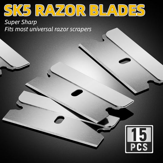 Razor Blade Glass Scraper – SK5 Steel Blades &amp; Blade Storage