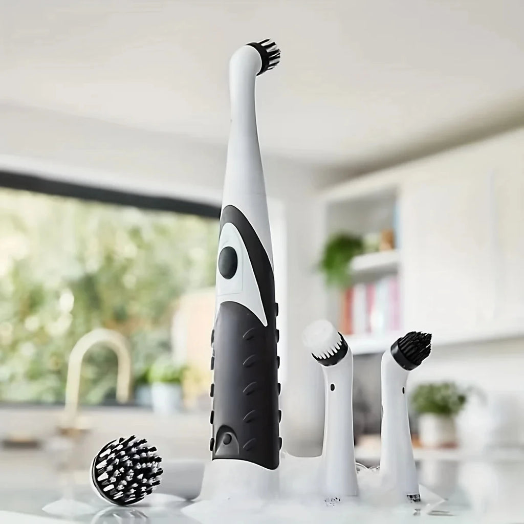 Leaning Brush Cleaning Tool with 4 Brushes Multifunctional Electric Cleaning Brush Cleaning Supplies