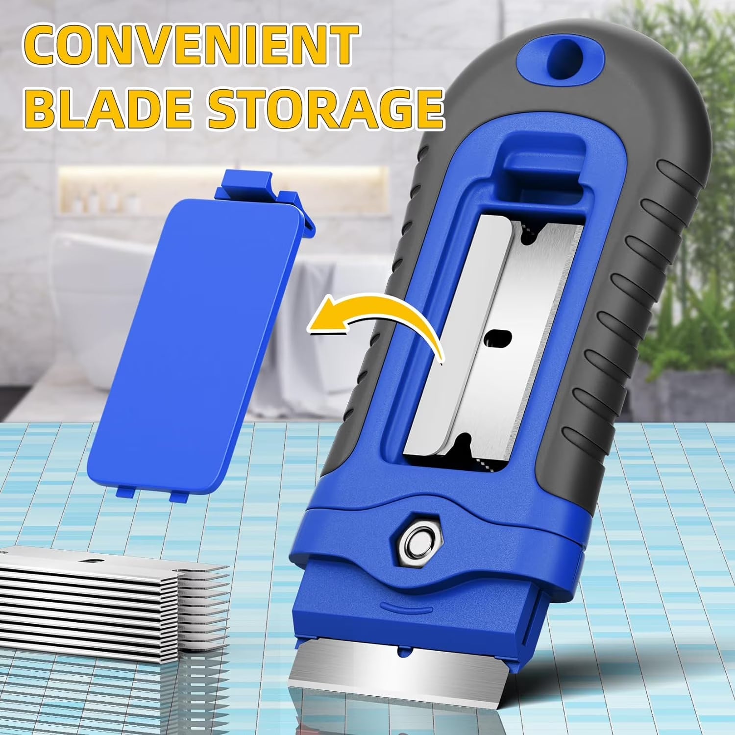 1 Pack Razor Blade Scraper, Glass Scraper with Extra 15 Blades