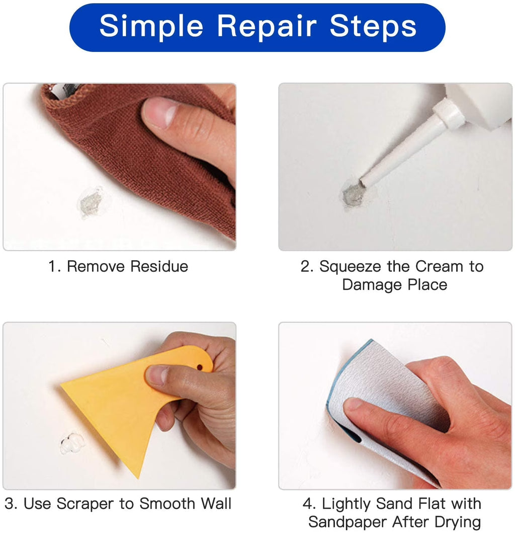 2 Pack Drywall Repair Kit , White Wall Repair Paste with Plaster Filler, Crack and Hole Patch Compound